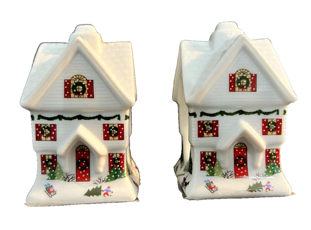 LENOX SLEIGH RIDE HOUSE NAPKIN RING HOLDER Set of 2 RETIRED Vintage NEW